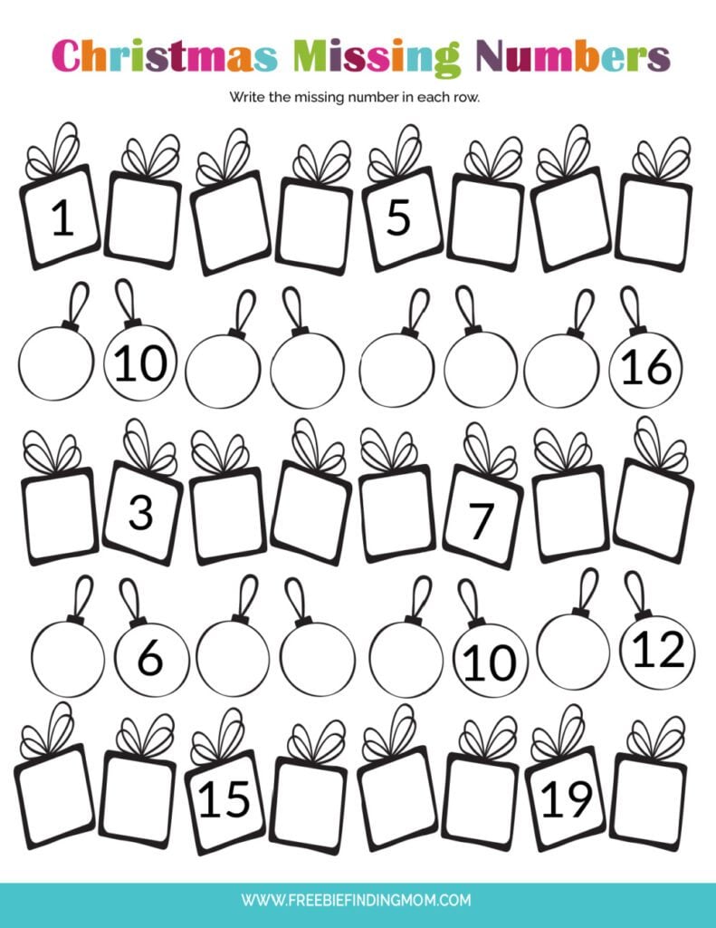 free christmas math worksheets for kindergarten (pdf downloads)